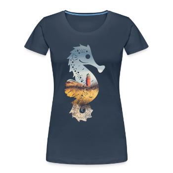 SeeHorse (édition LightHouse) - T-shirt bio Premium Femme - bleu marine - Devant - Mia (176cm)