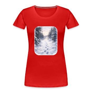 Winter Forest Path Morgenschein - Women's Premium Organic T-Shirt - navy - Front - Mia (176cm)