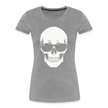 Squelette avec lunettes de soleil en noir et blanc vectoriel - T-shirt bio Premium Femme - bleu marine - Devant - Mia (176cm)