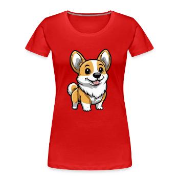 Corgi Dog Comic Cute - Women's Premium Organic T-Shirt - navy - Front - Mia (176cm)