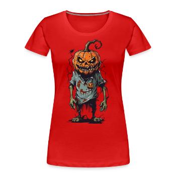 Zombie Pumpkin Halloween Cartoon Monster - Women's Premium Organic T-Shirt - navy - Front - Mia (176cm)