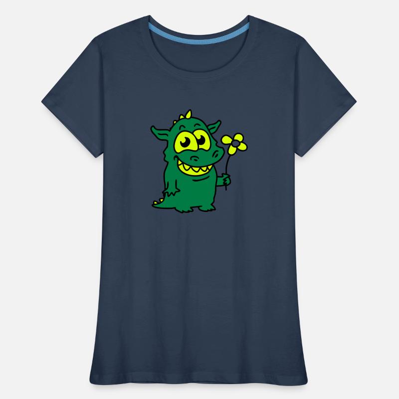 Drache mit Blume Frauen Premium Bio T-Shirt