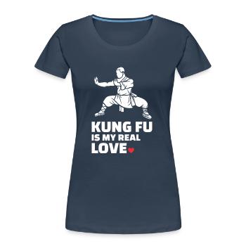 J’adore le Kung Fu - T-shirt bio Premium Femme - bleu marine - Devant - Mia (176cm)