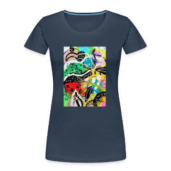 Abstract Chaos #16 original painting Design - Frauen Premium Bio T-Shirt - Navy - Vorne - Mia (176cm)