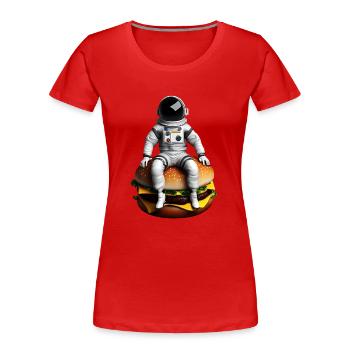 Astronaute spatial Cheeseburger - T-shirt bio Premium Femme - bleu marine - Devant - Mia (176cm)