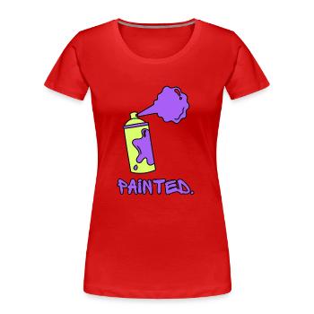 Peint - Vert/Violet - T-shirt bio Premium Femme - bleu marine - Devant - Mia (176cm)