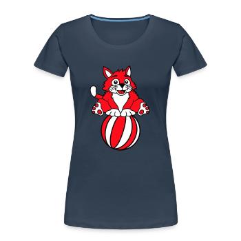 Zirkus Katze Balanciert Strand Ball Spiel Spaß Fun - Frauen Premium Bio T-Shirt - Navy - Vorne - Mia (176cm)
