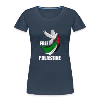 Free Palestine Design – Statement for Peace - Women's Premium Organic T-Shirt - navy - Front - Mia (176cm)