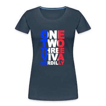 ONE TWO THREE VIVA DARDILLY - T-shirt bio Premium Femme - bleu marine - Devant - Mia (176cm)