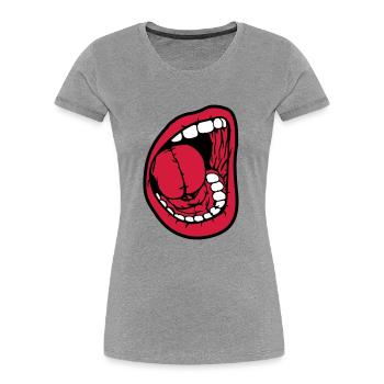 Schreiender offener Mund - Frauen Premium Bio T-Shirt - Navy - Vorne - Mia (176cm)