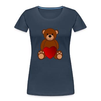 Valentine Ours / Couple Girlfriend - T-shirt bio Premium Femme - bleu marine - Devant - Mia (176cm)