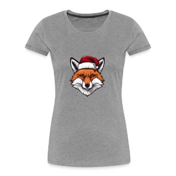Tête de renard Noël Noël - T-shirt bio Premium Femme - bleu marine - Devant - Mia (176cm)