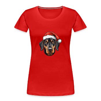 Doberman Dog Head Christmas Christmas - Women's Premium Organic T-Shirt - navy - Front - Mia (176cm)