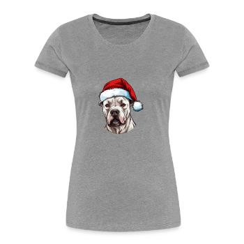Dogue Argentino Chien Tête de Noël - T-shirt bio Premium Femme - bleu marine - Devant - Mia (176cm)
