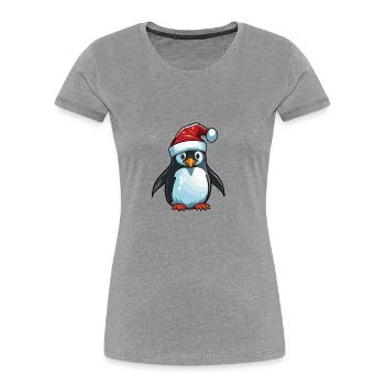 Tête d’animal de Noël pingouin - T-shirt bio Premium Femme - bleu marine - Devant - Mia (176cm)