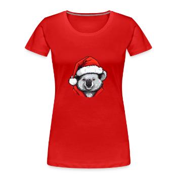 Tête d’animal de Noël Koala - T-shirt bio Premium Femme - bleu marine - Devant - Mia (176cm)