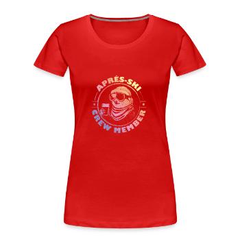 Faultier Apres Ski Team Spruch Bunt - Frauen Premium Bio T-Shirt - Navy - Vorne - Mia (176cm)