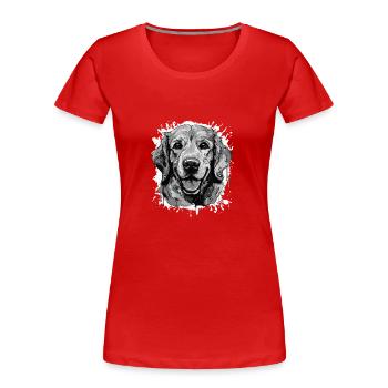 Golden Retriever Dog Head Portrait Animal - Women's Premium Organic T-Shirt - navy - Front - Mia (176cm)