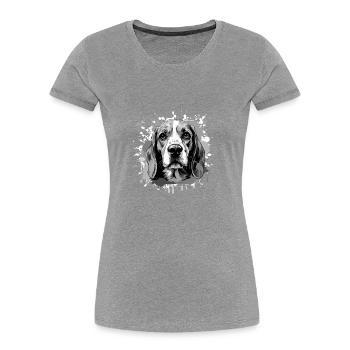 Beagle Chien Tête Portrait Animal - T-shirt bio Premium Femme - bleu marine - Devant - Mia (176cm)