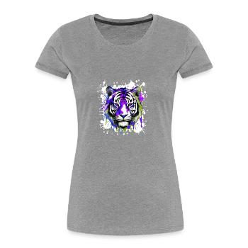 Tiger Head Portrait Colorful - Women's Premium Organic T-Shirt - navy - Front - Mia (176cm)