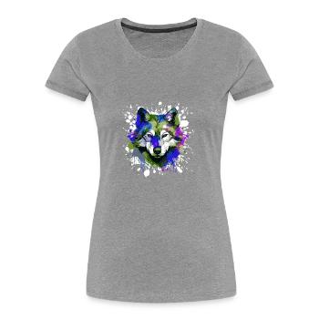 Wolf Head Portrait Colorful - Women's Premium Organic T-Shirt - navy - Front - Mia (176cm)