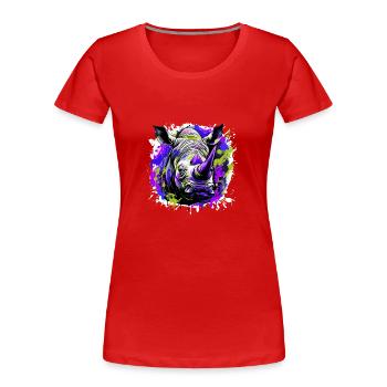 Rhinoceros Head Portrait Colorful - Women's Premium Organic T-Shirt - navy - Front - Mia (176cm)