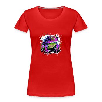 Frosch Bunt - Frauen Premium Bio T-Shirt - Navy - Vorne - Mia (176cm)