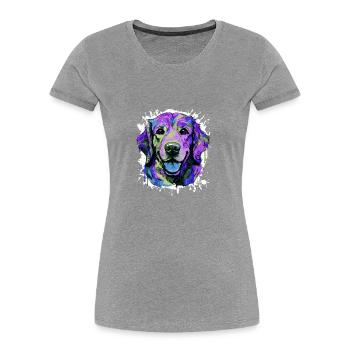 Golden Retriever Dog Head Portrait Colorful - Women's Premium Organic T-Shirt - navy - Front - Mia (176cm)