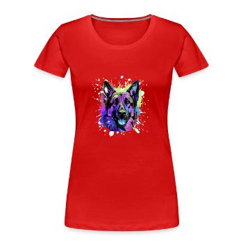 German Shepherd Dog Head Portrait Colorful - Women's Premium Organic T-Shirt - navy - Front - Mia (176cm)