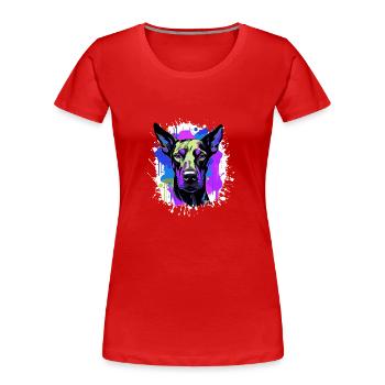 Doberman Dog Head Portrait Colorful - Women's Premium Organic T-Shirt - navy - Front - Mia (176cm)