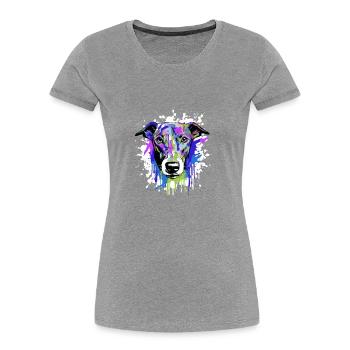Greyhound Dog Head Portrait Colorful - Women's Premium Organic T-Shirt - navy - Front - Mia (176cm)