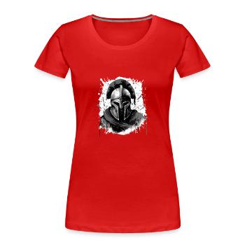Casque Spartiate Guerrier Tête de Sparte - T-shirt bio Premium Femme - bleu marine - Devant - Mia (176cm)