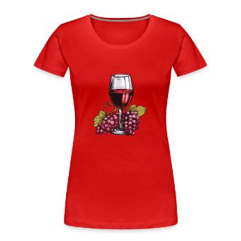 Verre à vin Raisins Vin - T-shirt bio Premium Femme - bleu marine - Devant - Mia (176cm)