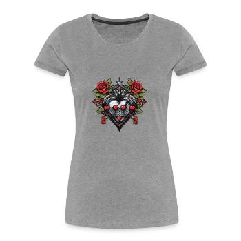 Coeur Symbole Amour - T-shirt bio Premium Femme - bleu marine - Devant - Mia (176cm)