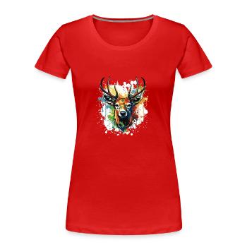 Deer Pop Art Head - Women's Premium Organic T-Shirt - navy - Front - Mia (176cm)