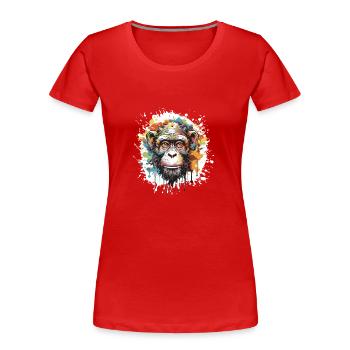 Tête de singe Pop Art - T-shirt bio Premium Femme - bleu marine - Devant - Mia (176cm)