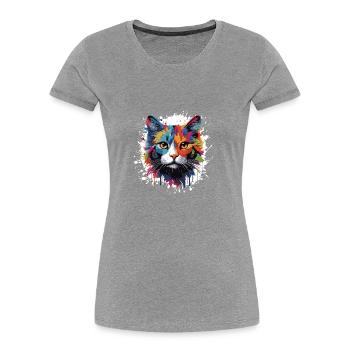 Tête de symbole de chat Pop Art - T-shirt bio Premium Femme - bleu marine - Devant - Mia (176cm)