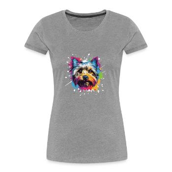 Yorkshire Terrier Hund Pop Art Kopf - Frauen Premium Bio T-Shirt - Navy - Vorne - Mia (176cm)