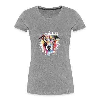 Tête de chien lévrier Pop Art - T-shirt bio Premium Femme - bleu marine - Devant - Mia (176cm)