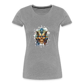 Pharaoh Skull Skeleton Pop Art - Women's Premium Organic T-Shirt - navy - Front - Mia (176cm)