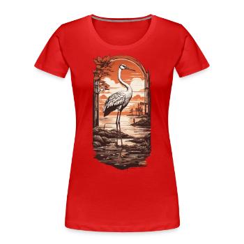 Asiatischer Storch Kunst Anmut Retro Japan Design - Frauen Premium Bio T-Shirt - Navy - Vorne - Mia (176cm)