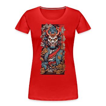 Oni démon rétro Japon Art - T-shirt bio Premium Femme - bleu marine - Devant - Mia (176cm)