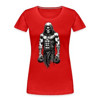 Kraftvolles Bodybuilder Skelett Training Design - Frauen Premium Bio T-Shirt - Navy - Vorne - Mia (176cm)