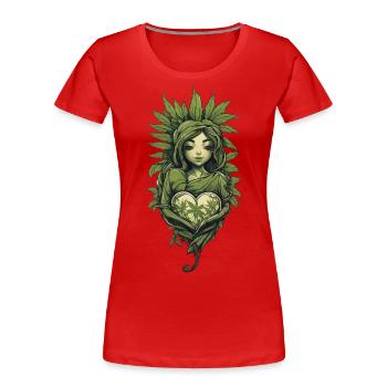 Pflanzenliebe mit Herz Aesthetic Design - Frauen Premium Bio T-Shirt - Navy - Vorne - Mia (176cm)