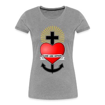 Glaube Liebe Hoffnung, Herz Anker Kreuz Seemann - Frauen Premium Bio T-Shirt - Navy - Vorne - Mia (176cm)
