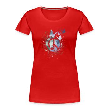 peace, friede,graffiti,bunt,schmetterlinge,grau - Frauen Premium Bio T-Shirt - Navy - Vorne - Mia (176cm)