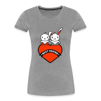 2 Best Friend Hase Vogel Herz Zwei Hände halten - Frauen Premium Bio T-Shirt -  - Vorne - Mia (176cm)