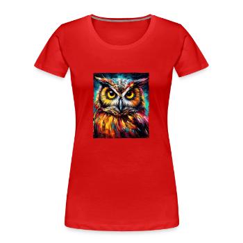 Portrait de hibou - T-shirt bio Premium Femme - bleu marine - Devant - Mia (176cm)
