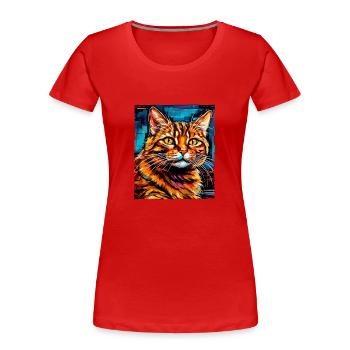 Portrait de chat - T-shirt bio Premium Femme - bleu marine - Devant - Mia (176cm)