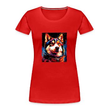 Husky Dog Portrait - Women's Premium Organic T-Shirt - navy - Front - Mia (176cm)